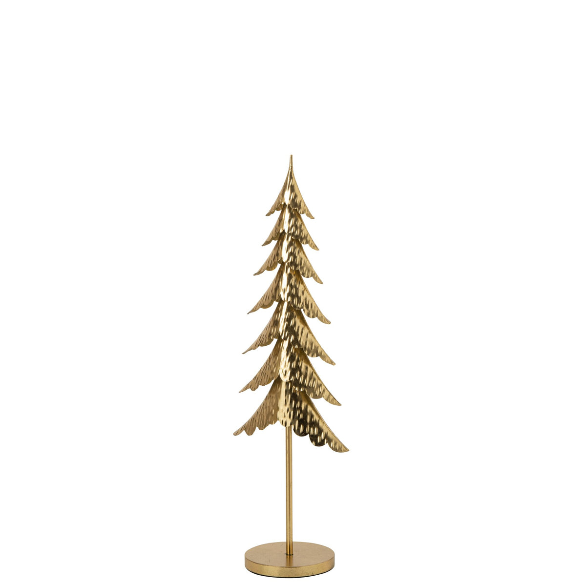 Gouden kerstboom op stam van J-Line van dichtbij, gelaagde uitgesneden takken