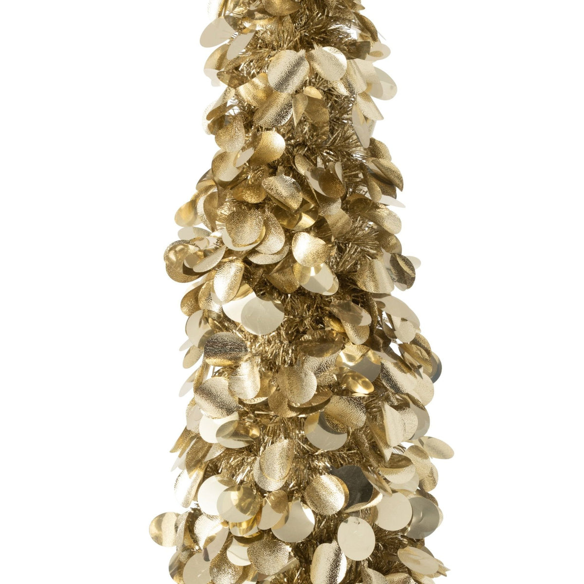 Detail van de champagne Sparkling kerstboom van J-Line, structuur en punt van de boom