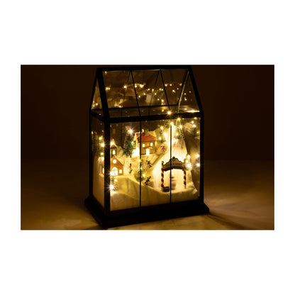 Villaggio di Natale in vetro LED multicolore medio J-Line
