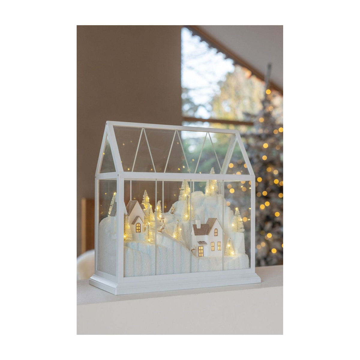 Villaggio di Natale Vetro LED Bianco/Oro Large J-Line