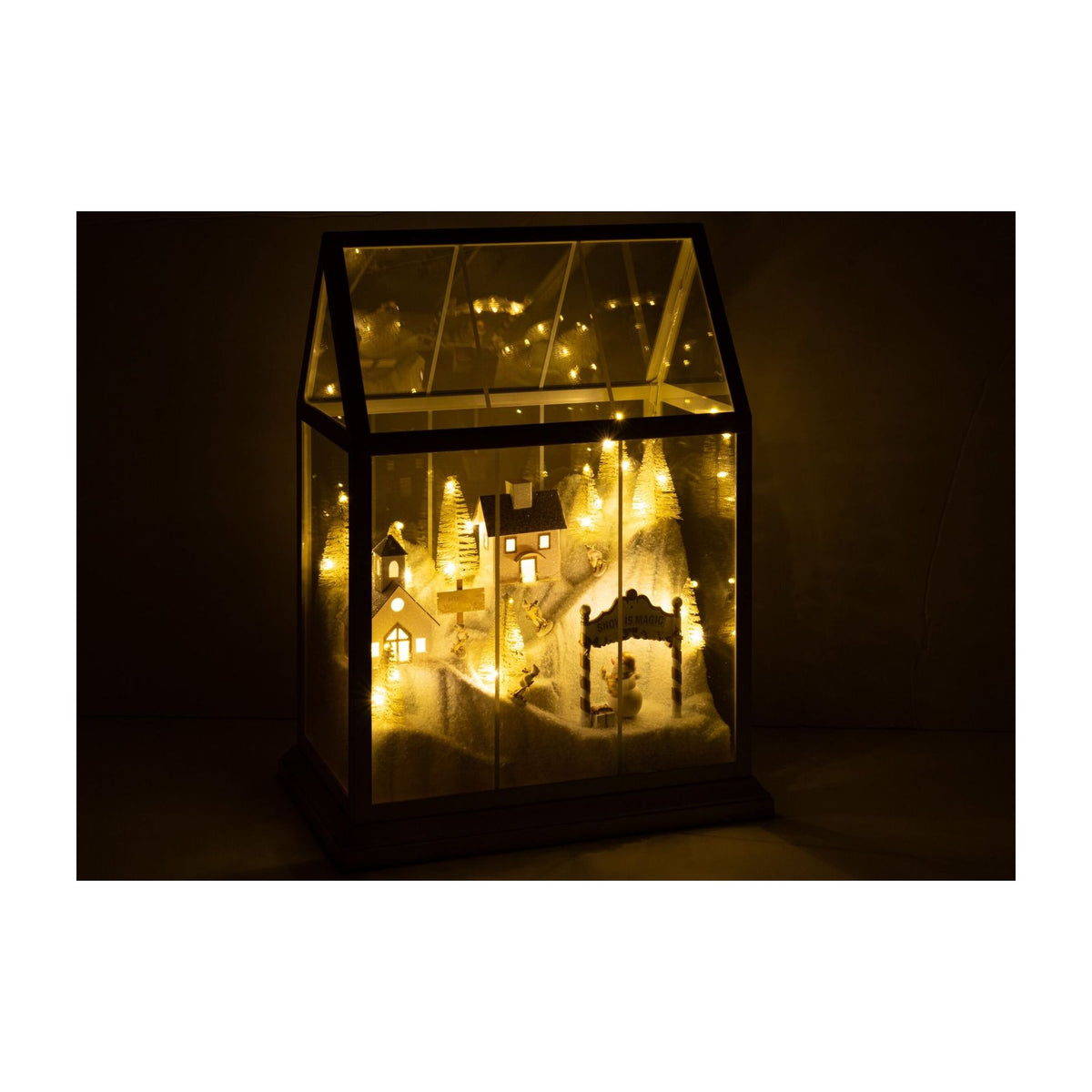 Villaggio di Natale Vetro LED Bianco/Oro Medio J-Line