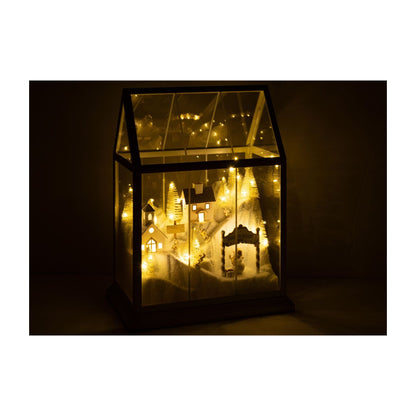 Villaggio di Natale Vetro LED Bianco/Oro Medio J-Line