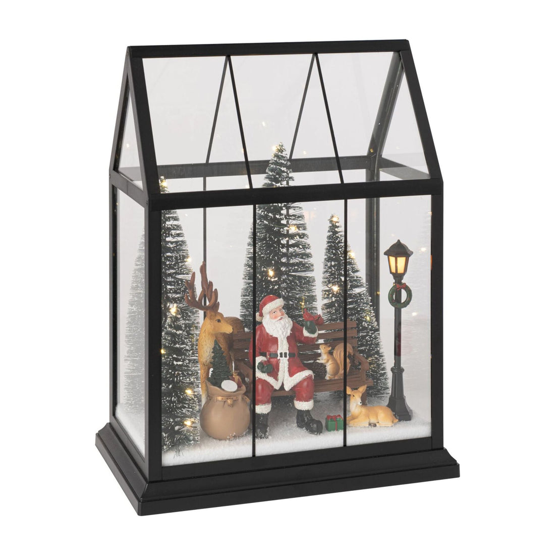Babbo Natale a LED con Animali in Vetro Multicolore Medio J-Line