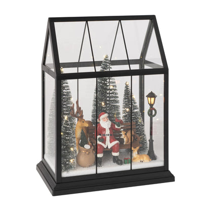 Babbo Natale a LED con Animali in Vetro Multicolore Medio J-Line