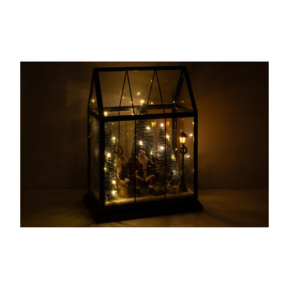 Babbo Natale a LED con Animali in Vetro Multicolore Medio J-Line