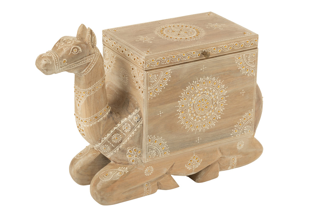 Koffer Kameel Mango Hout Naturel/Wit - Decoratie - J-Line - livinglovely.nl