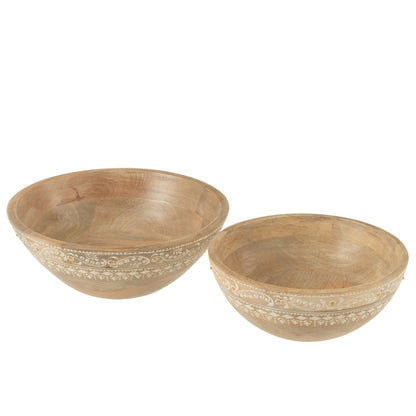 Ciotole Perline Legno di Mango Naturale/Bianco Set da 2 J-Line
