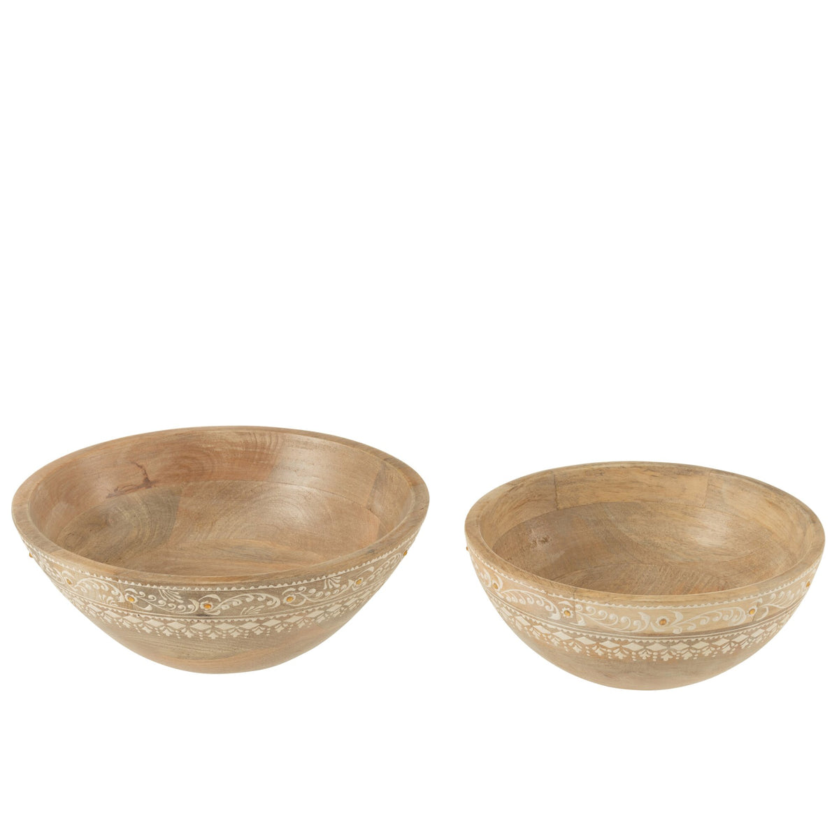 Ciotole Perline Legno di Mango Naturale/Bianco Set da 2 J-Line