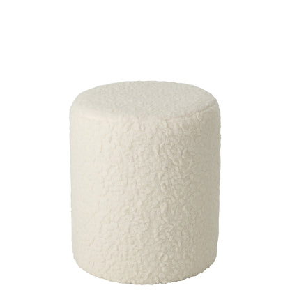 Sgabello in pelliccia e MDF bianco J-Line