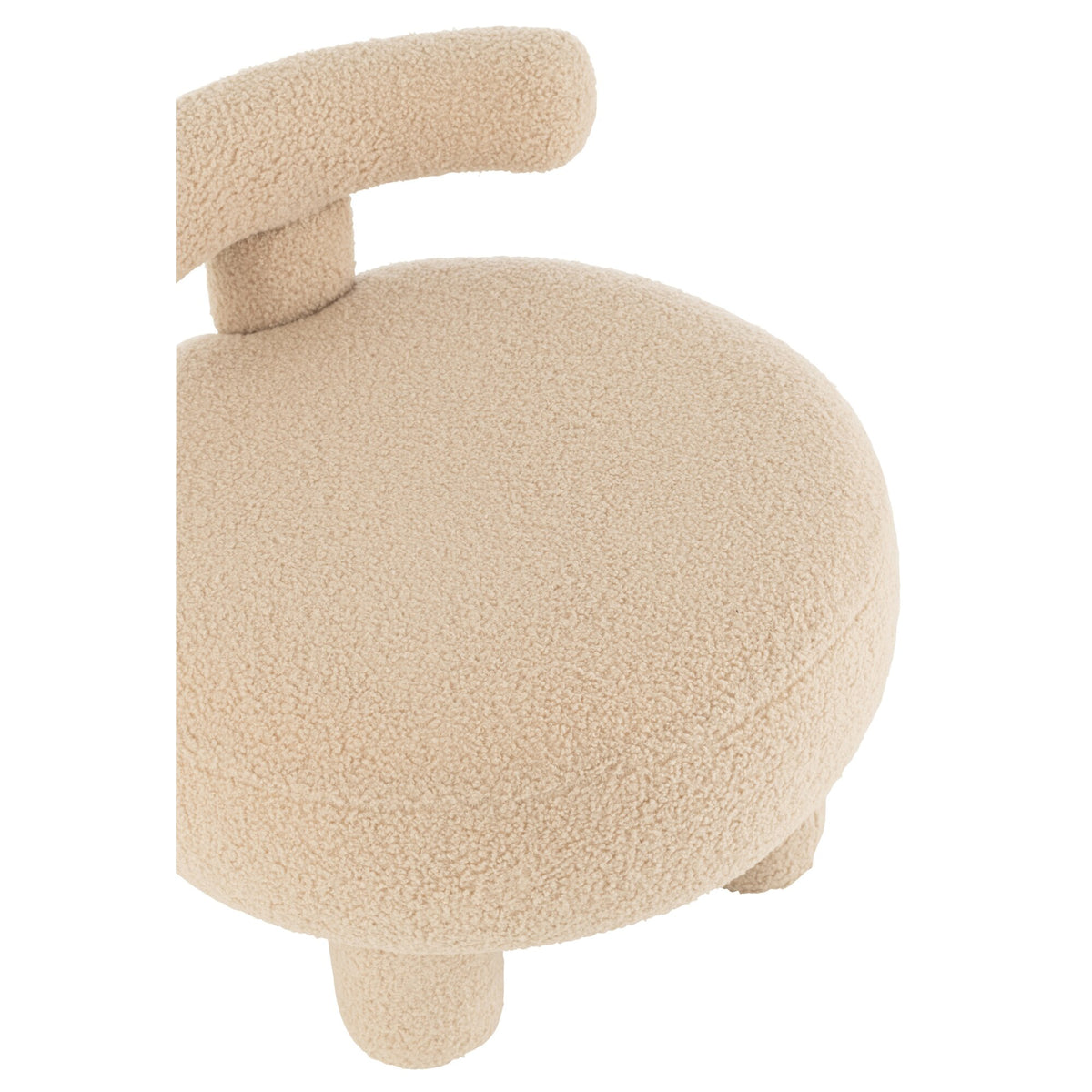 Sgabello Rotondo Con Schienale Bouclé Beige Caldo J-Line