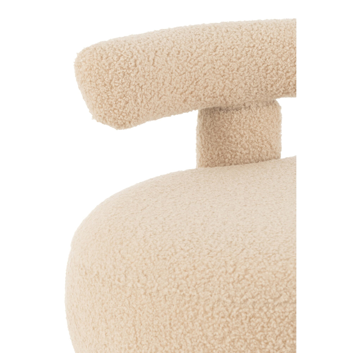 Sgabello Rotondo Con Schienale Bouclé Beige Caldo J-Line