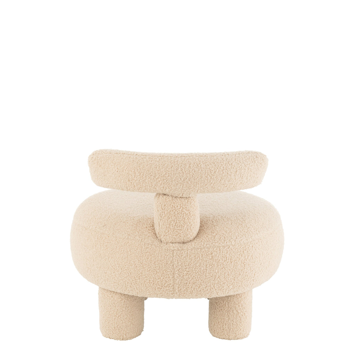 Sgabello Rotondo Con Schienale Bouclé Beige Caldo J-Line
