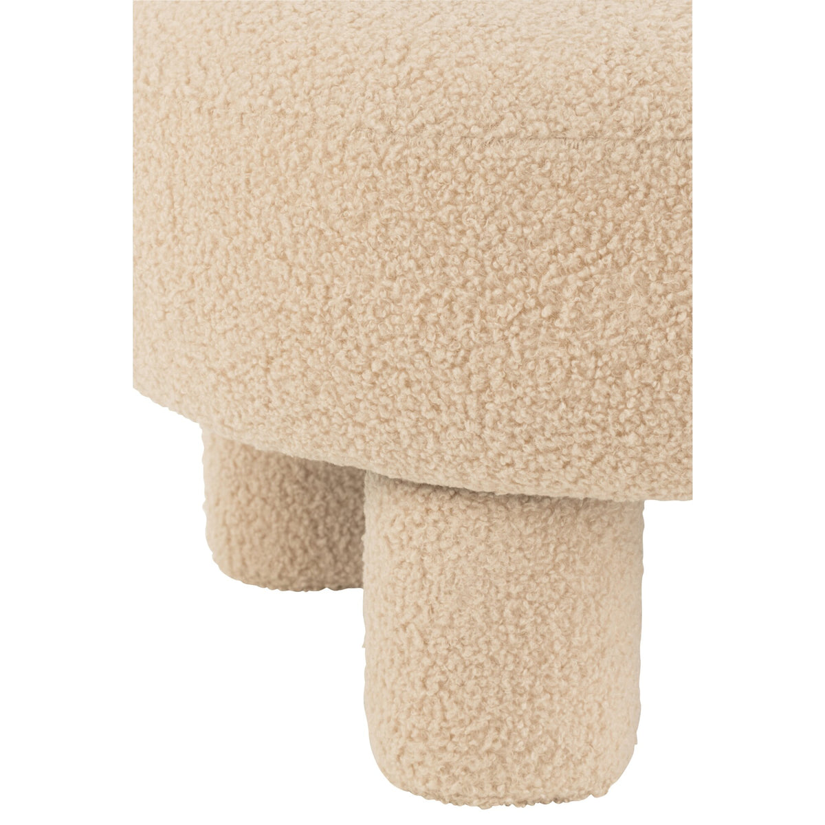 Sgabello Rotondo Con Schienale Bouclé Beige Caldo J-Line