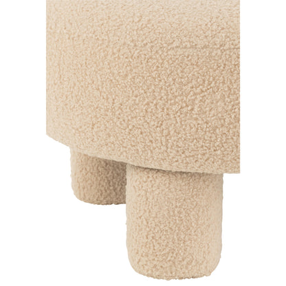 Sgabello Rotondo Con Schienale Bouclé Beige Caldo J-Line