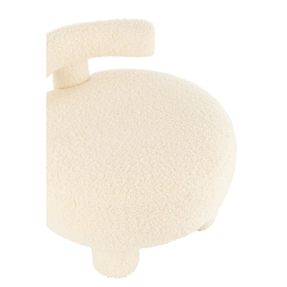 Sgabello Rotondo Con Schienale Bouclé Bianco J-Line
