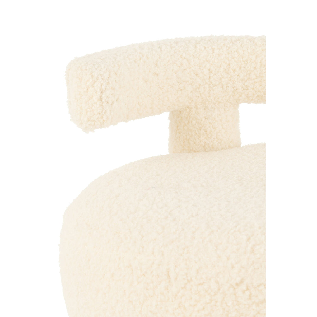 Sgabello Rotondo Con Schienale Bouclé Bianco J-Line