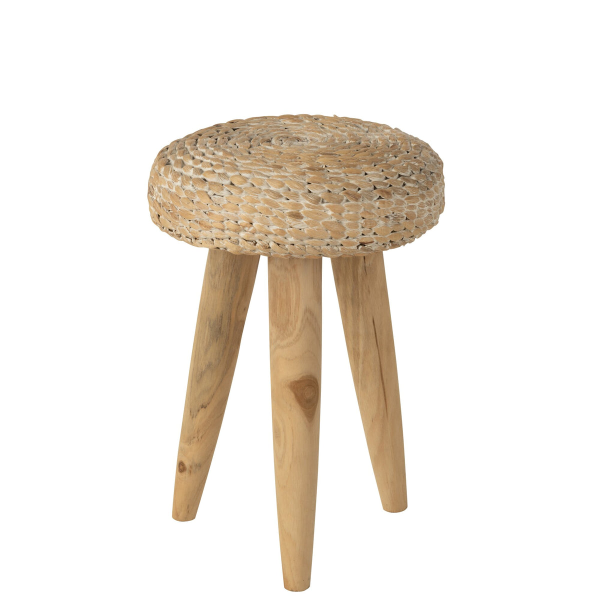 Sgabello Rotondo Teak/Iacinto Acquatico Bianco J-Line