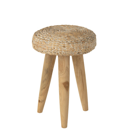 Sgabello Rotondo Teak/Iacinto Acquatico Bianco J-Line