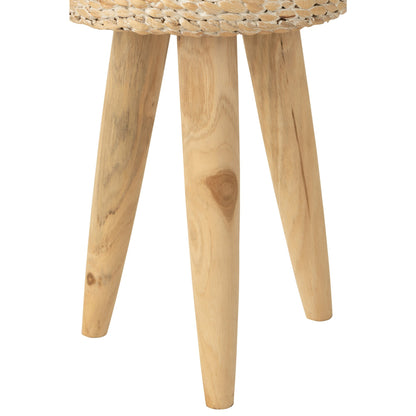 Sgabello Rotondo Teak/Iacinto Acquatico Bianco J-Line
