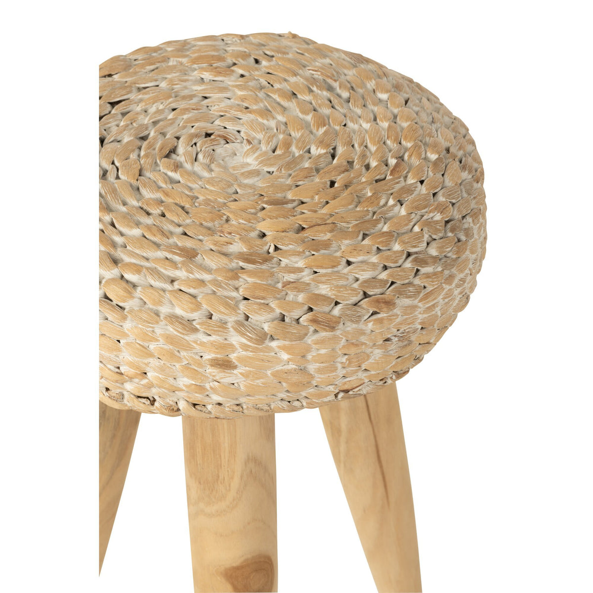 Sgabello Rotondo Teak/Iacinto Acquatico Bianco J-Line