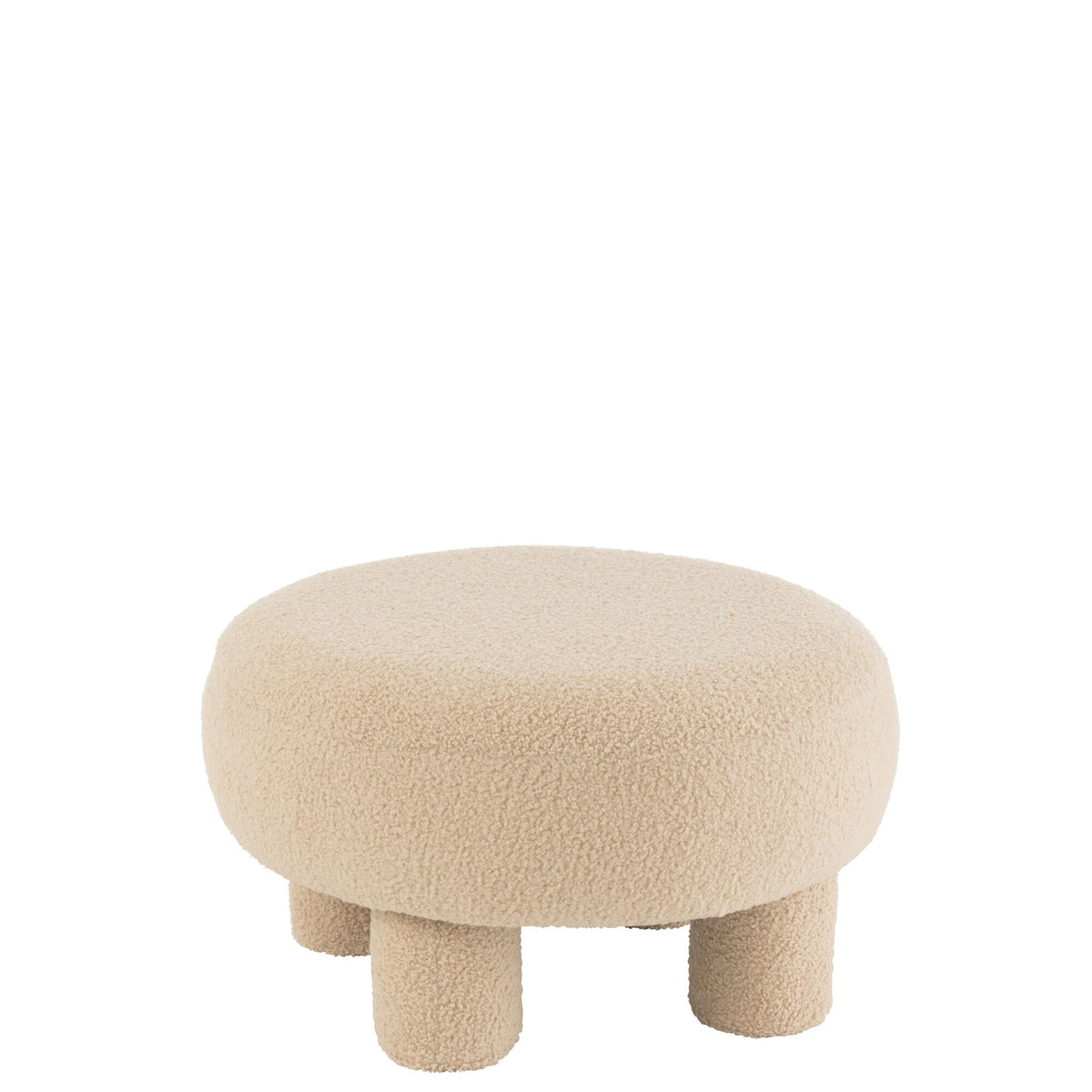 Sgabello rotondo Teddy con piedini, bouclé beige caldo J-Line