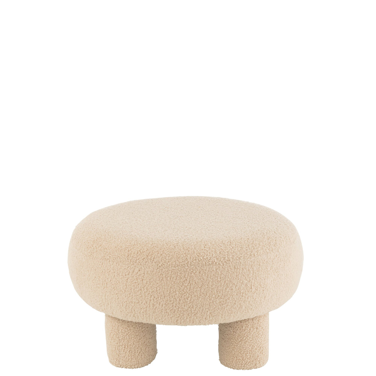 Sgabello rotondo Teddy con piedini, bouclé beige caldo J-Line