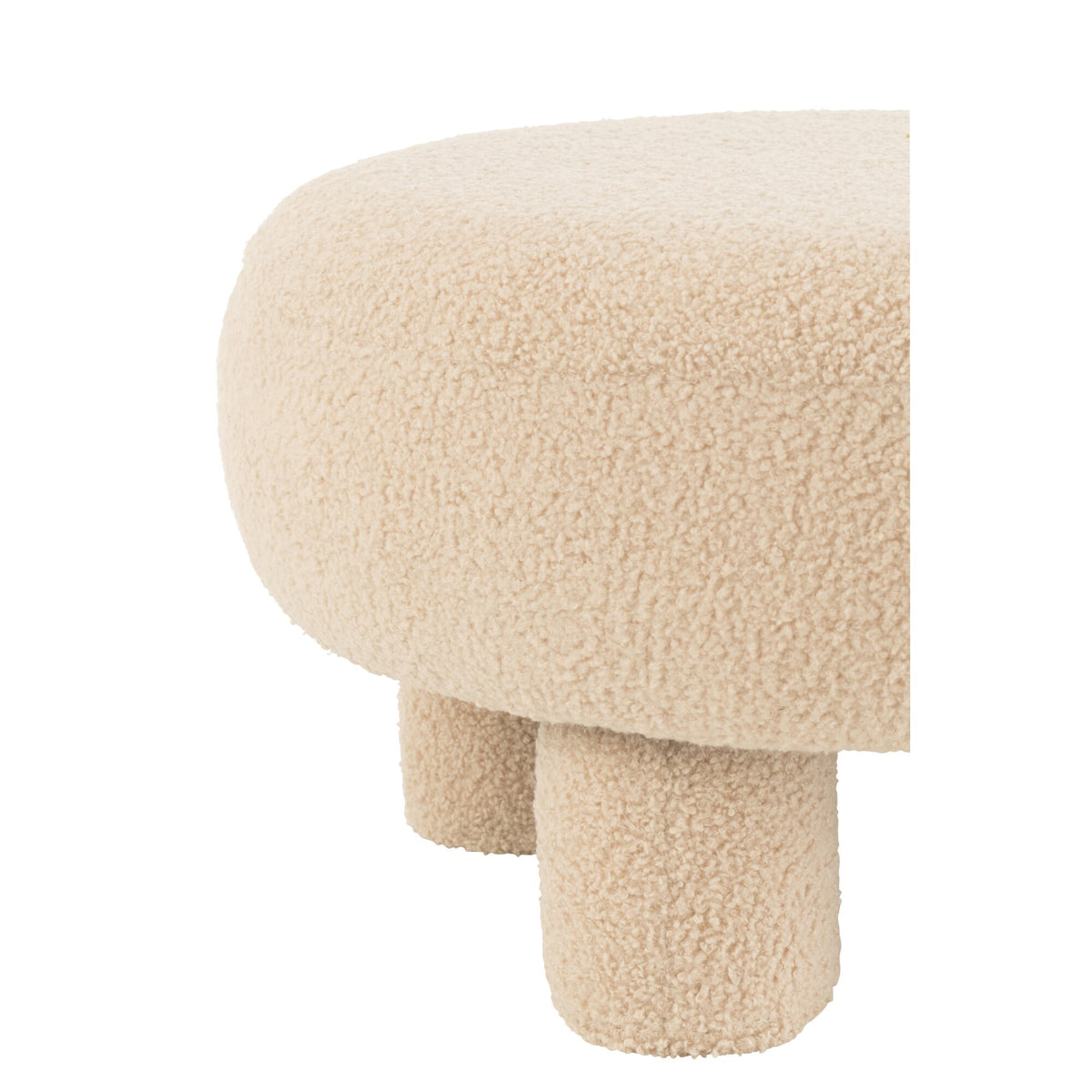 Sgabello rotondo Teddy con piedini, bouclé beige caldo J-Line