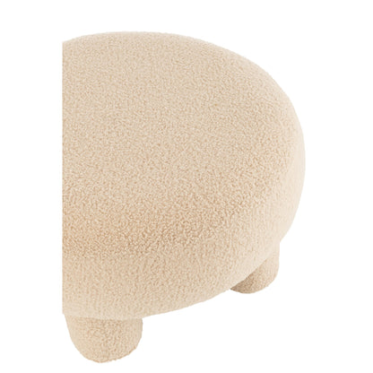 Sgabello rotondo Teddy con piedini, bouclé beige caldo J-Line