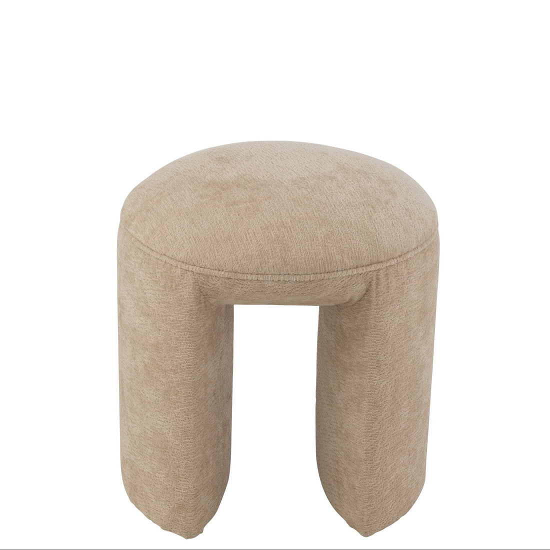 Sgabello rotondo in tessuto beige J-Line