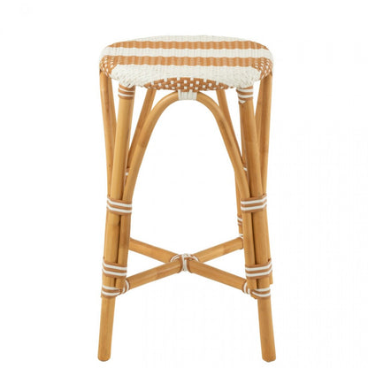 Kruk Rotan Beige/Wit Large - Barkruk - J-Line - livinglovely.nl