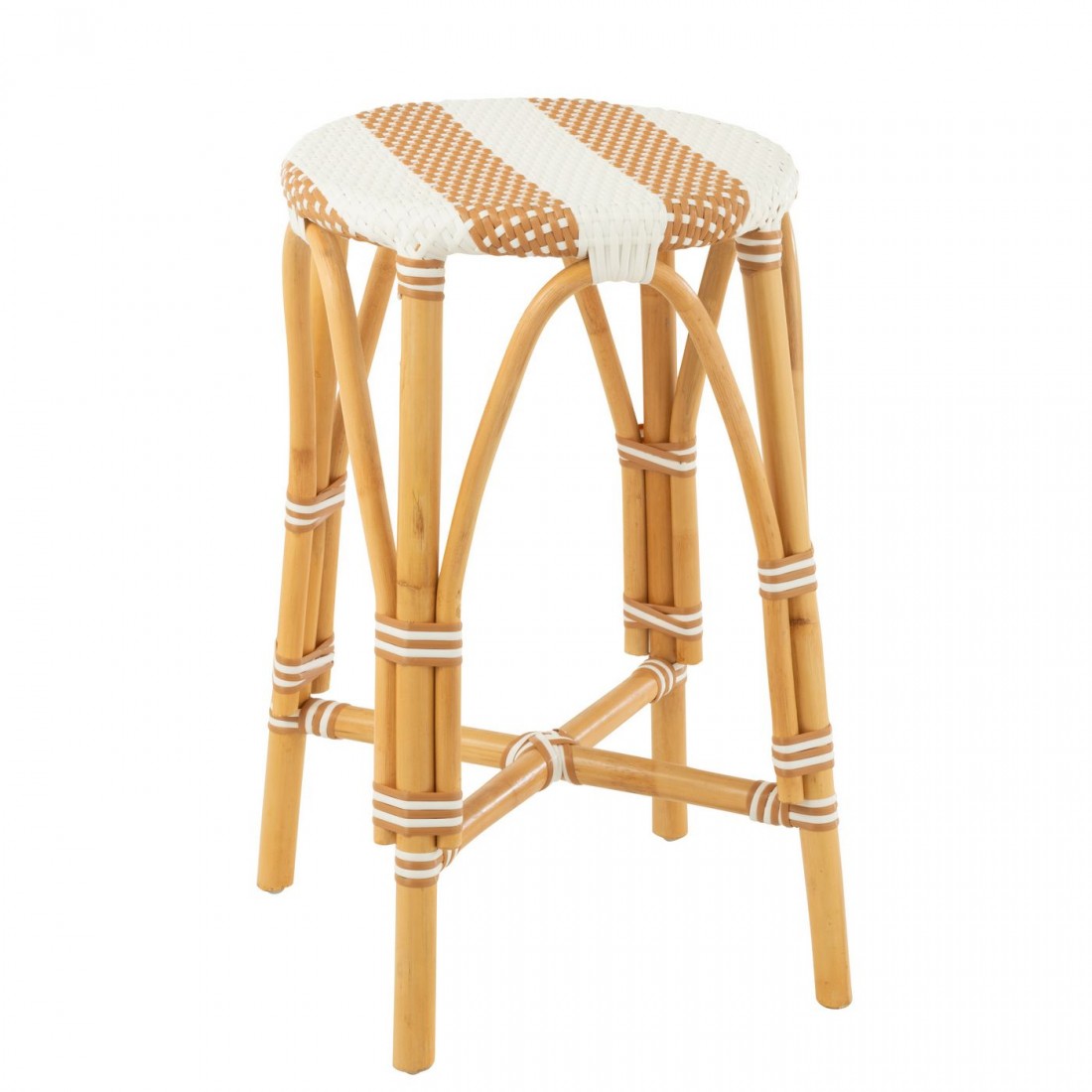 Kruk Rotan Beige/Wit Large - Barkruk - J-Line - livinglovely.nl