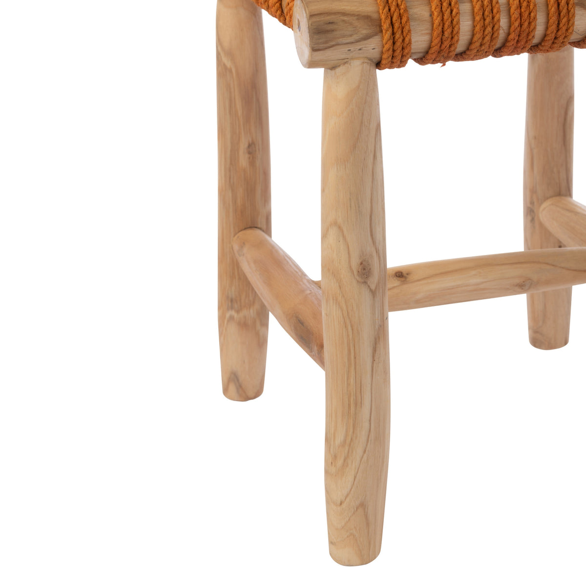 Sgabello in legno di teak arancione J-Line