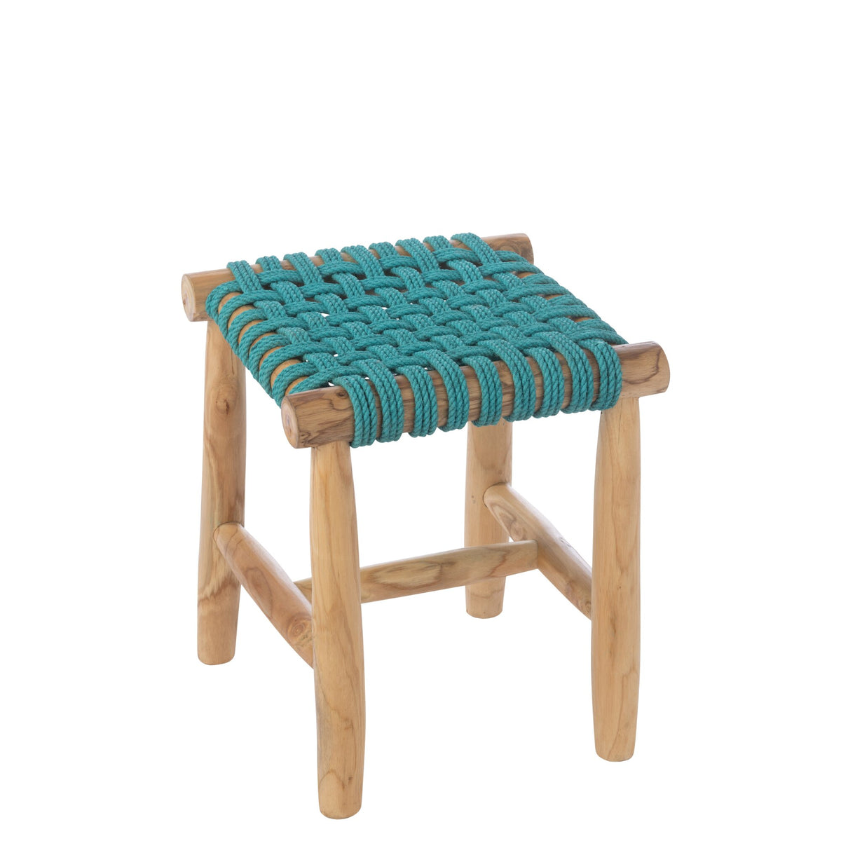 Sgabello in legno di teak turchese J-Line