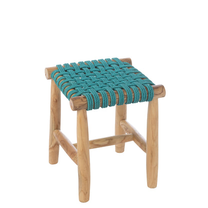 Sgabello in legno di teak turchese J-Line