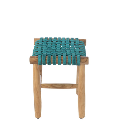Sgabello in legno di teak turchese J-Line