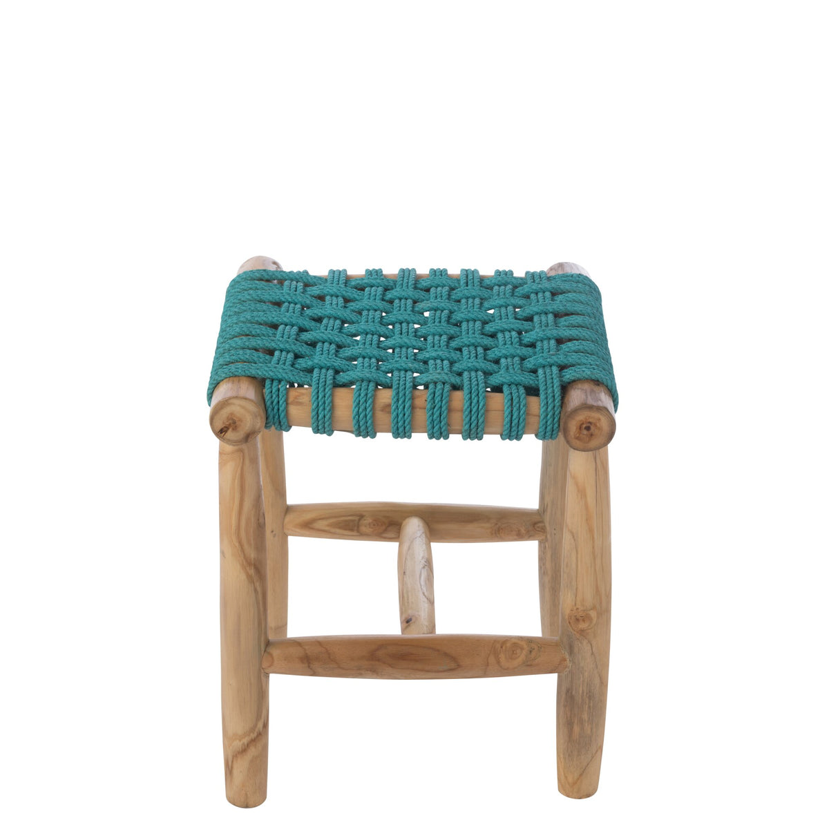 Sgabello in legno di teak turchese J-Line