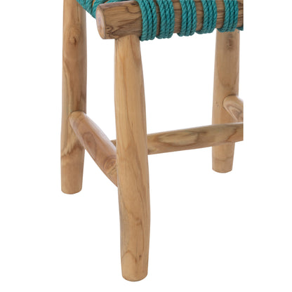 Sgabello in legno di teak turchese J-Line