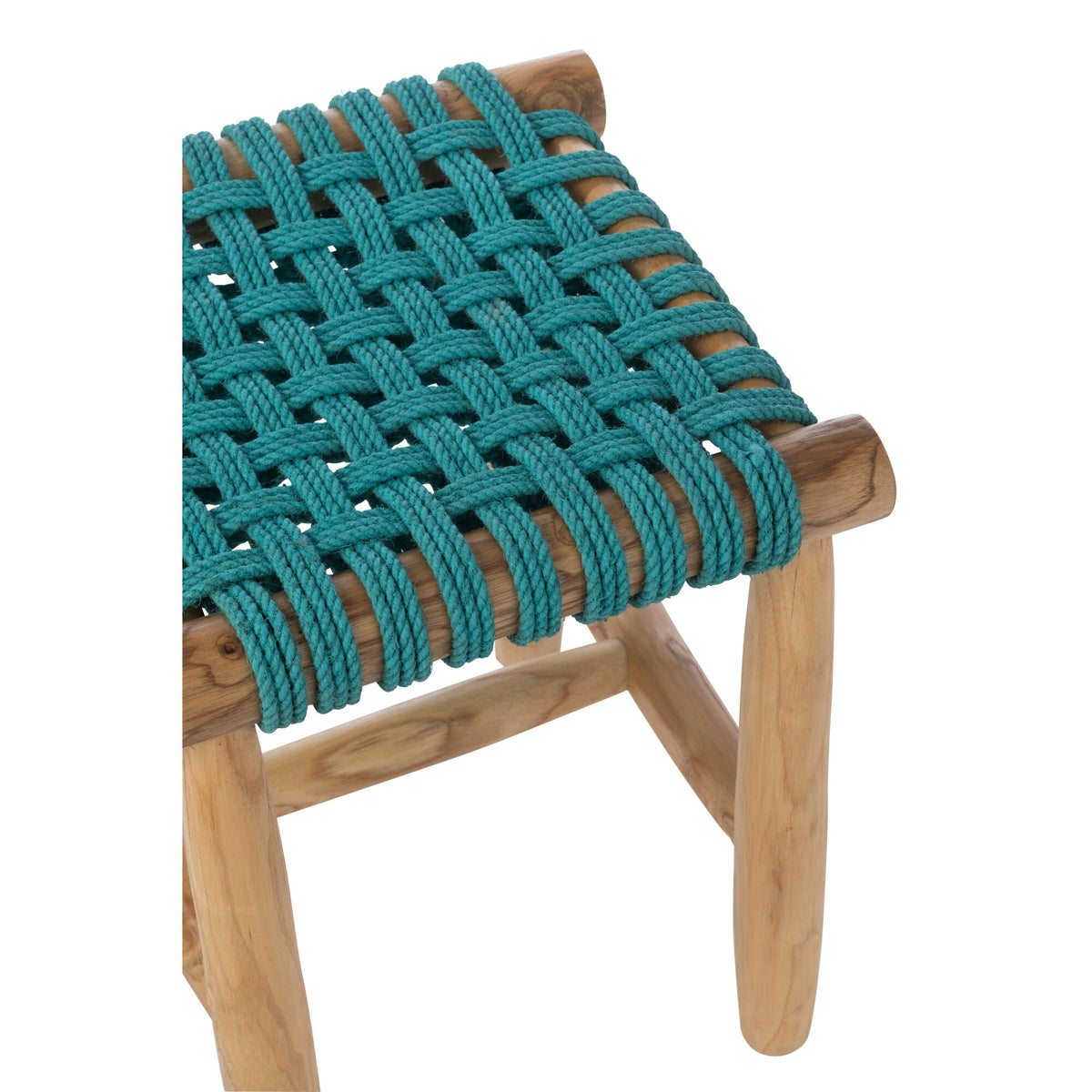 Sgabello in legno di teak turchese J-Line