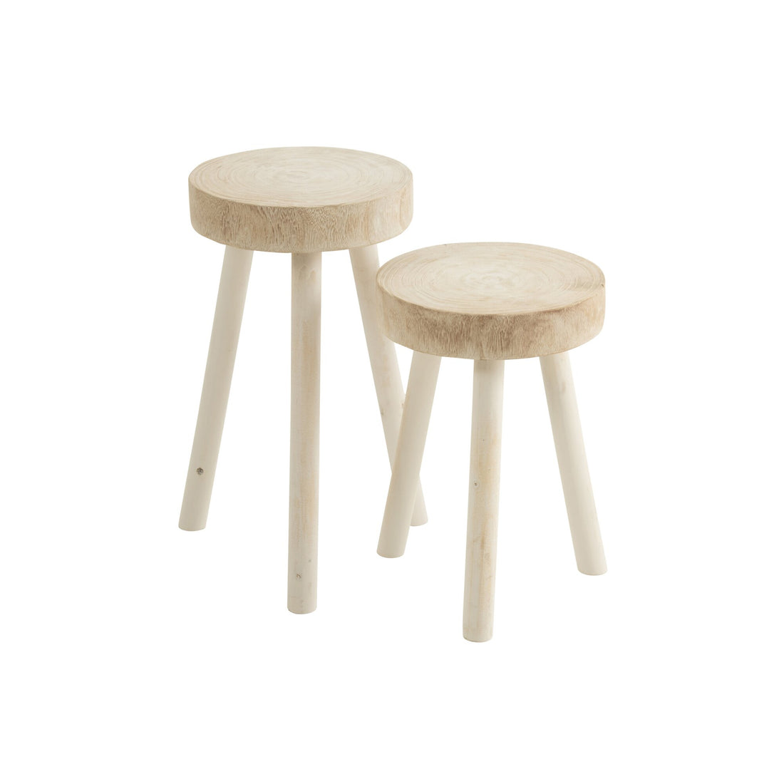 Set di 2 sgabelli in legno di paulownia bianco J-Line