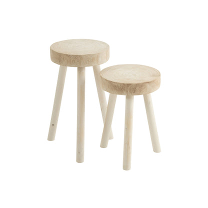 Set di 2 sgabelli in legno di paulownia bianco J-Line