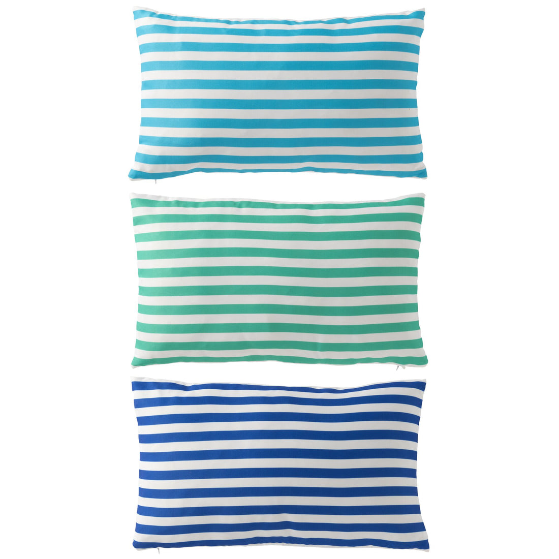 Cuscino da Esterno Rettangolare a Righe in Poliestere Blu/Verde Assortimento da 3 J-Line