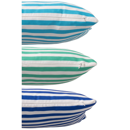 Cuscino da Esterno Rettangolare a Righe in Poliestere Blu/Verde Assortimento da 3 J-Line