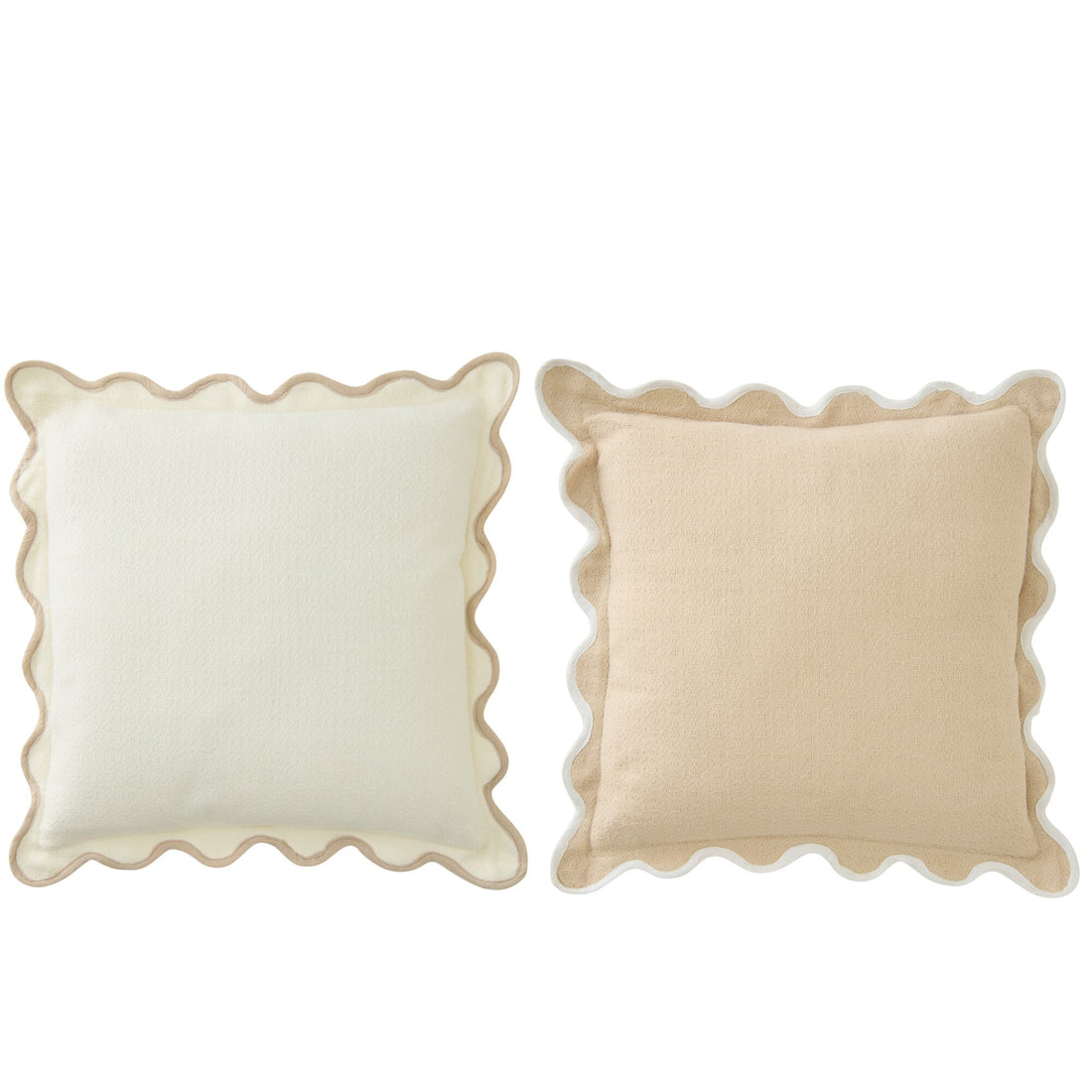 Cuscino Sbozzolato Cotone Bianco/Beige Assortimento Di J-Line