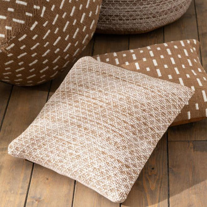 Kussen Lijnen Outdoor Polyester Bruin/Wit - Outdoor kussen - J-Line - livinglovely.nl