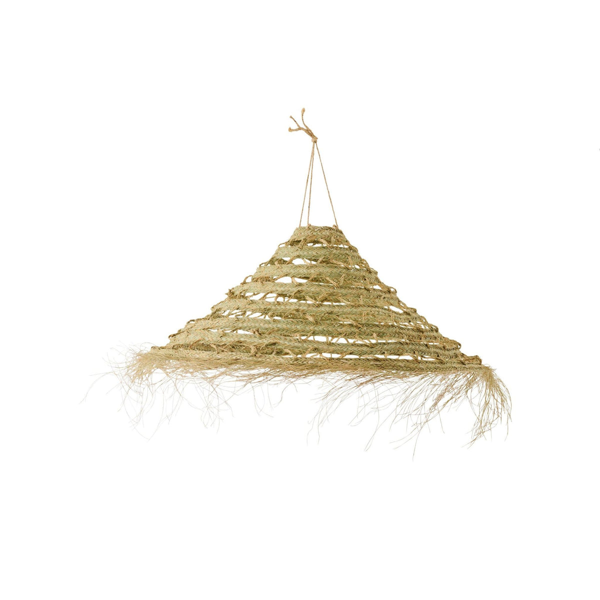 Paralume in Paglia Intrecciata con Frange Naturale Large J-Line