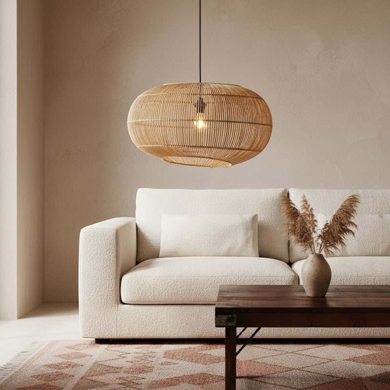 Lampada a sospensione Luna Orbit Materiali Naturali Grezzi