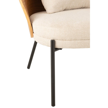 Loungestoel Lone Multiplex/Metaal Naturel/Beige J-Line