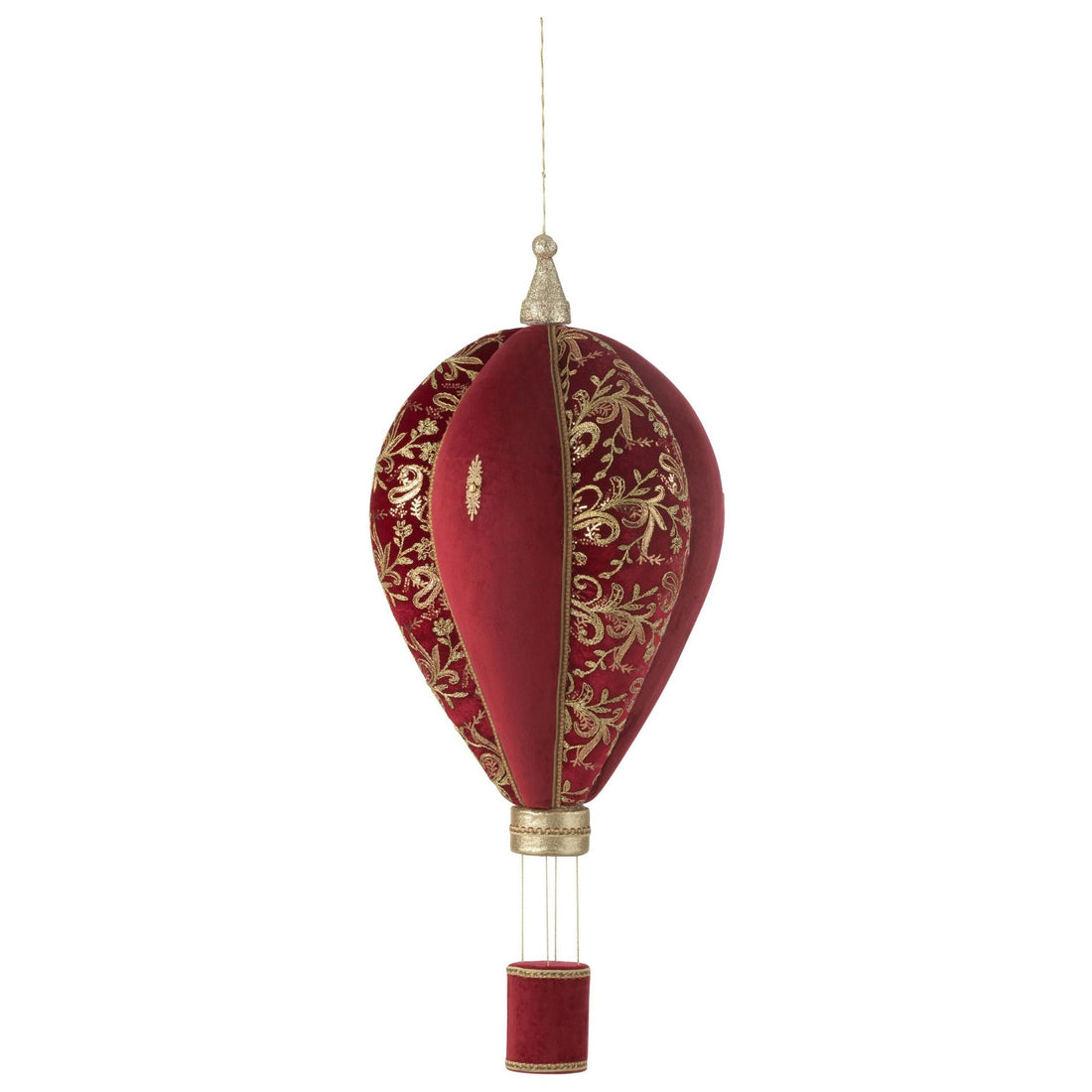 Decorazione mongolfiera rossa/oro, grande, Ø 49 cm x A 125 cm, J-Line