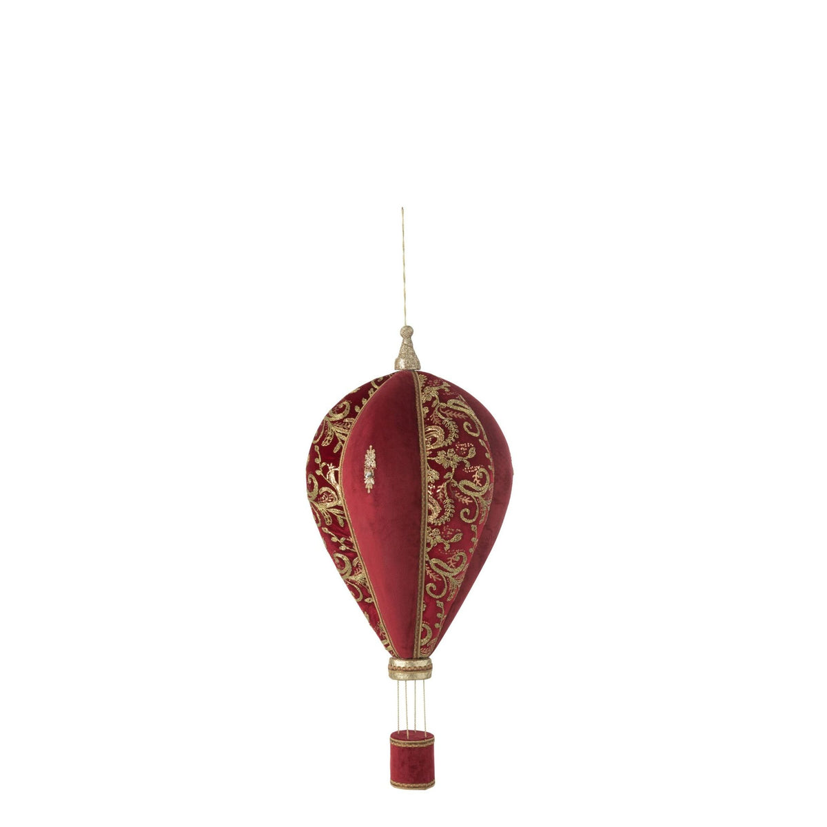 Decorazione mongolfiera rossa/oro, media, Ø 41 cm x A 90 cm, J-Line