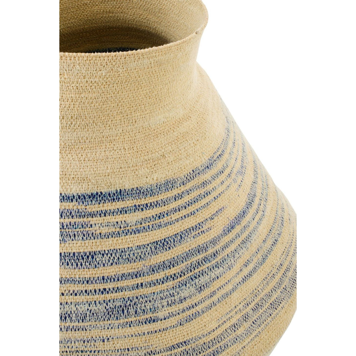 Cestino a righe in erba marina naturale/blu, grande, J-Line